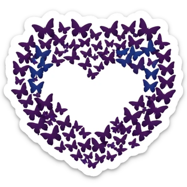 butterfly swarm forming heart silhouette sticker