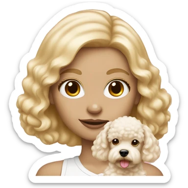 blond girl with cream colored puppy poodle  sticker