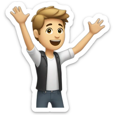 a guy who puts one arm in the air at his chin and another arm in the air that follows the movement sticker