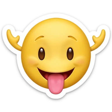 yellow emoji face with tongue sticking out and swinging back and forth sticker