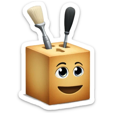 Cubo de pinttura y brocha sticker