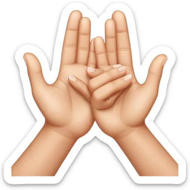 Create an Apple-style emoji of two hands pressed together in a praying gesture. The hands should be simplified, smooth, and cartoon-like, with soft gradients and glossy highlights typical of iOS emojis. Show only the hands, with no arms or background. The hands are join, like a clap. sticker