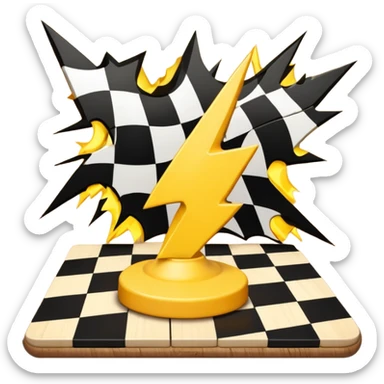 a yellow lightning hitting a chess board sticker