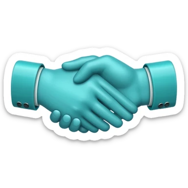 teal handshake amoji in the color hex of A8F2F9 sticker