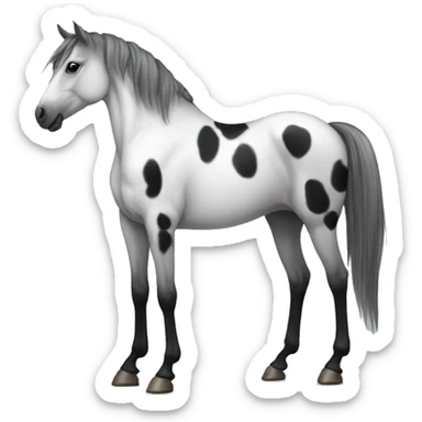 Horse with White body, grey and black little ombré spots standing up sticker