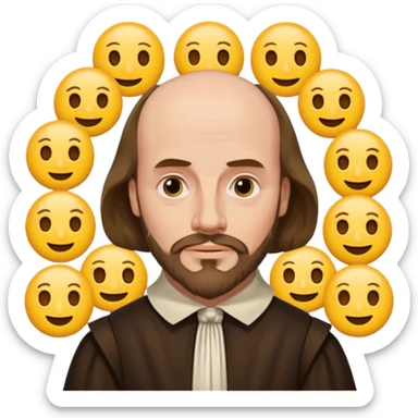 Shakespeare portrait identical to original dealing with a bunch og emojis sticker