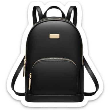 small black commuter backpack purse, women's, clean minimal aesthetic, plain sticker