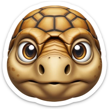 cinematic-tortoise-realistic--emoji,,-wrinkled-wise-face-peering-ahead-with-calm-determination,-cute large-eyes-reflecting-centuries of wisdom, sticker