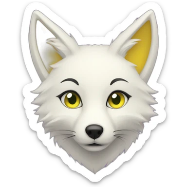 purple yellow white fox furry green eyes sticker