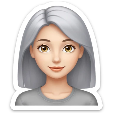 She is a cool and confident young woman with sparkling light gray eyes and fair, smooth skin. She is very beautiful. sticker