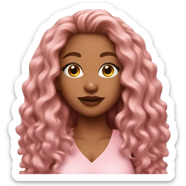 social media influencer with long 4C textured hair, curvaceous body and light pink clothing sticker