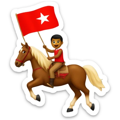 brown boy riding a horse waving tongan flag  sticker