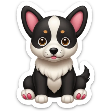 haz un perro negrocon el ozico y las patas blancas sticker