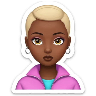 russian features, SO DARK BUZZ CUT , beauty,  hair, light skin,  eyes, pretty eyes, black eyeliner, pretty bratz baddie sticker