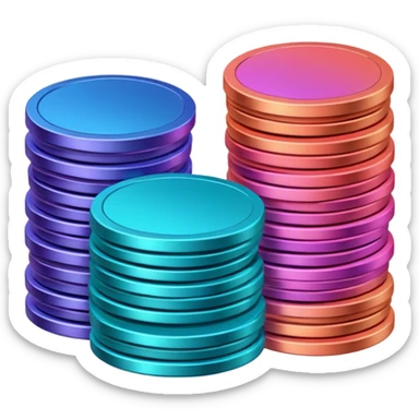 Many Coins pack stack
in gradient of turquoise, blue, pink, purple, and coral
 sticker