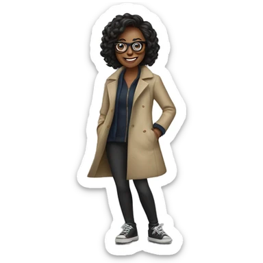 Girl wearing glasses wore coat pentagon grooving everywhere  sticker