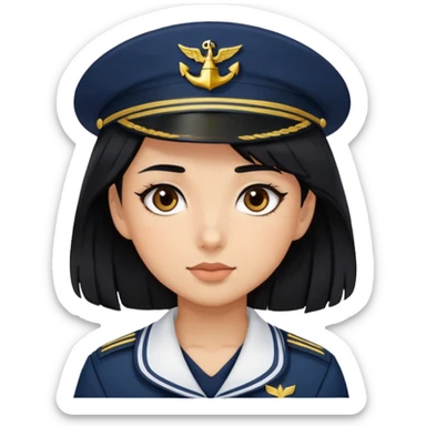 Girl sailor black hair navy with eyes dark brown sticker