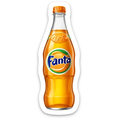Una botella de cristal con el logo de Fanta con Fanta de limón dentro de color amarillo sticker