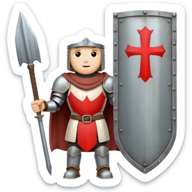 Crusader holding a large blank sign sticker