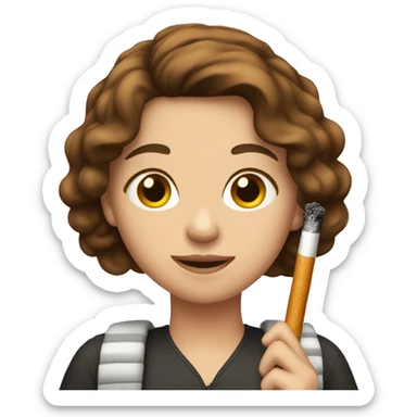 girl with brown hair and zigarette in hand sticker