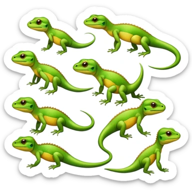 lizards with various facial expressions and behaviors sticker