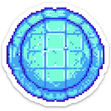 Convert this logo to pixel art style with very large, clear pixels emphasizing a grid-like, low-resolution look suitable for easy manual reproduction and stitching. sticker