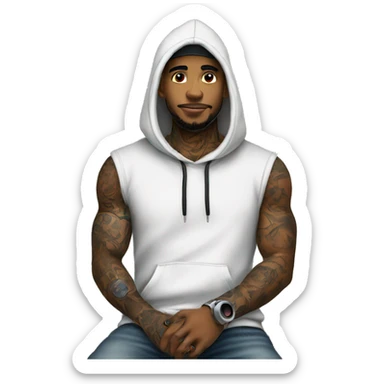 male tattoo artist using hoodie and cap with tattoo machine sticker