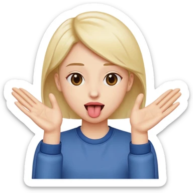 tounge out with hands to the side palm facing out sticker