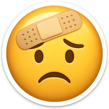 face with bandage emoji, digital illustration, no background sticker