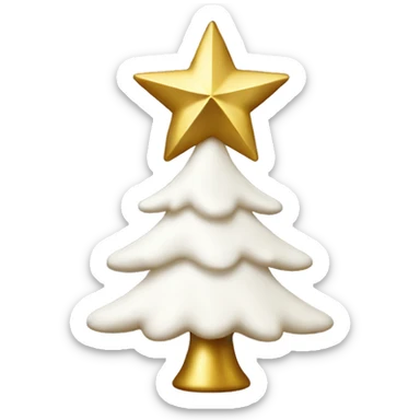white christmas tree with gold stem gold ornaments and a gold star  sticker