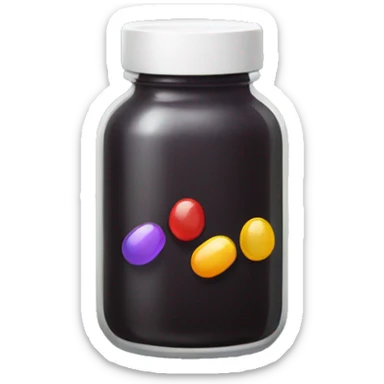 Dark glass bottle with supplements  sticker