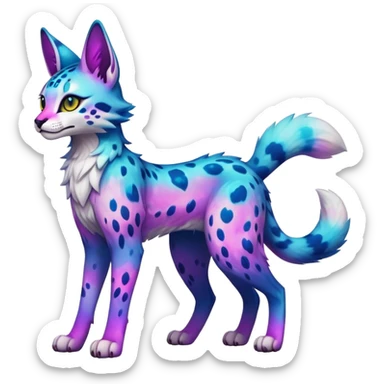 Cute Kawaii Epic Colorful Nebula Sergal-Serval-Vernid full body sticker