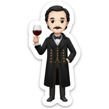 edgar allan poe at christmas full body holding a glass of amantillado sticker