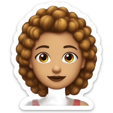 Chica de pelo negro largo y liso ojos marrón claro y almendrados labios gordos y dientes bien colocados tiene hecho el eyeliner y lleva una camiseta roja sticker