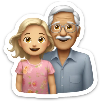 Un abuelo de pareja con una niña sticker