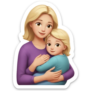 A loving mother holding her young child in her arms, warm natural light coming through a window, soft smile, emotional connection, candid moment, realistic photography, shallow depth of field, high resolution, warm tones
 sticker