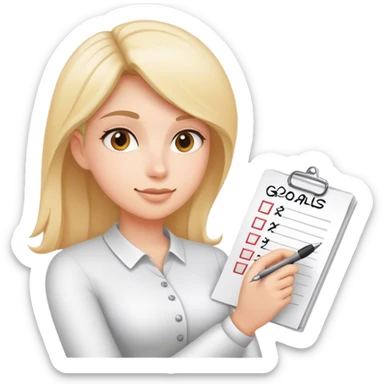 setting goals with check boxes on the paper but keep the hand with pen and have goals written on top. sticker