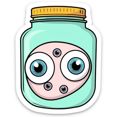 jar full of realistic human eyeballs, optic nerve still attached
 sticker