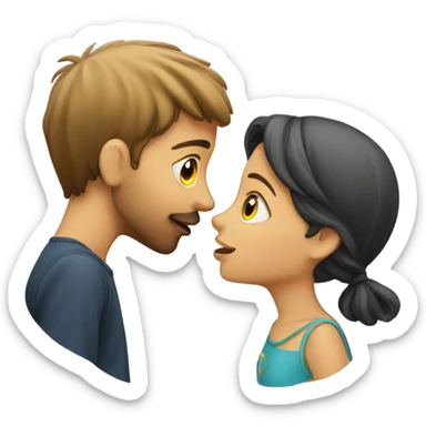 A French boy kissing an Iranian girl sticker