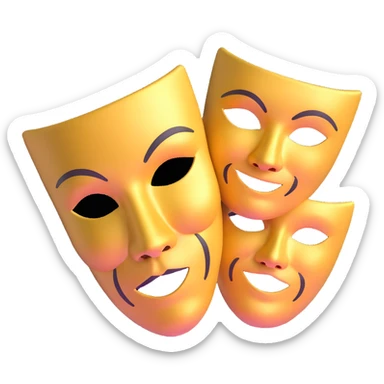 traditional Greek theatre masks, classical comedy and tragedy masks, theatrical drama masks sticker