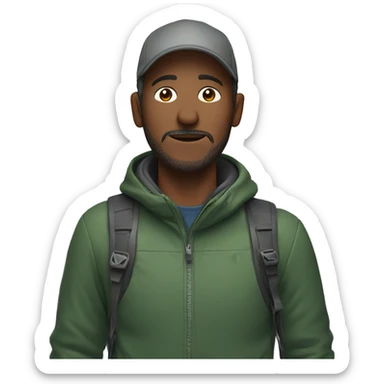 a man freezes on a hike sticker