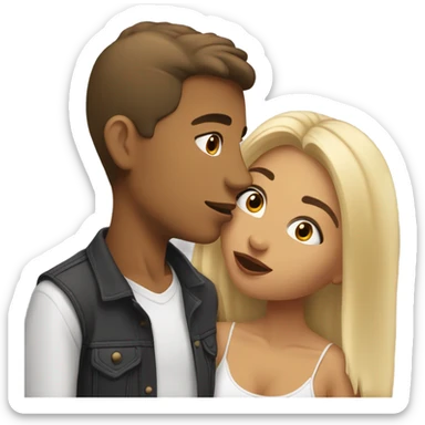 Latina girl and blonde boy kissing sticker