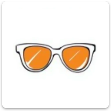 Groovy 70s oversized sunglasses with bright orange tint and thick white frames sticker