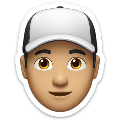 a moreno man wearing a cap and black polo and white shirt inside sticker