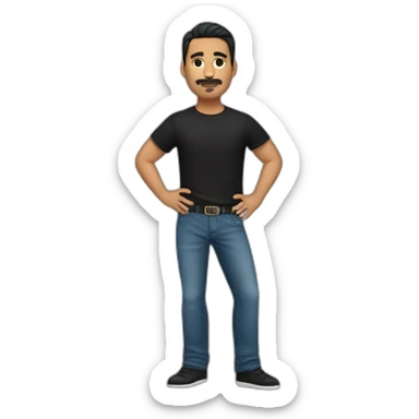 a full body mexican gentleman with black Tshirt and jeans sticker
