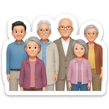 a group of asian senior people sticker