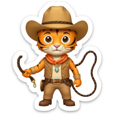 Tiger cowboy with hat and lasso sticker