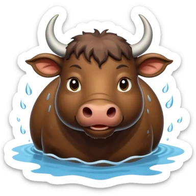 A funny water buffalo in the water  sticker
