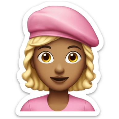 fair race girl artist in a pink beret sticker