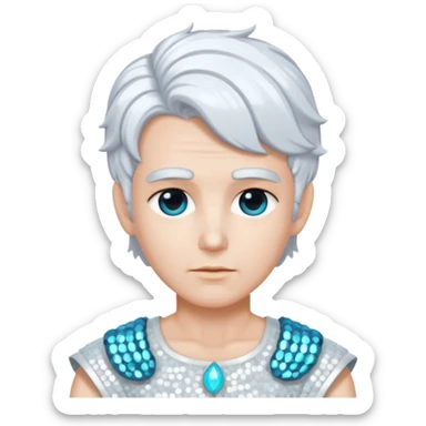 Uranus from Mythology with white hair, white sequin outfit sticker